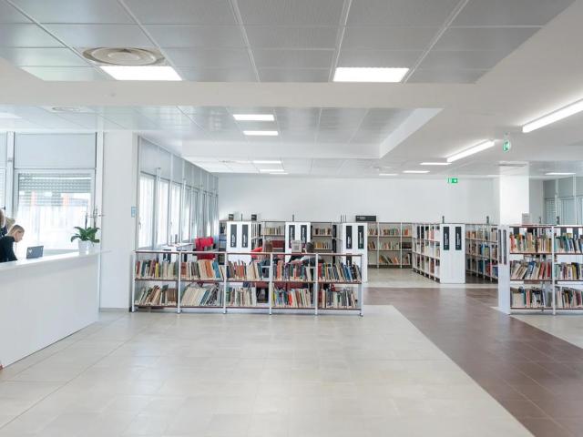 巴里理工大学官网PoliLibrary图书馆内部实景，仅作院校识别，不代表具体项目授课地点或出境要求。