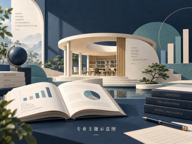 工商与金融管理专业主题示意图（AI生成）；非真实校园，项目授予主体及授权仍待核实。